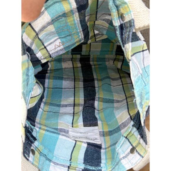 Aeropostale 1987 Plaid Canvas Y2K Tote Bag With Cream Handles - Picture 10 of 12